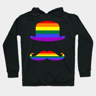 Funny Mustache Gay Pride Flag Bowler Hat Hoodie